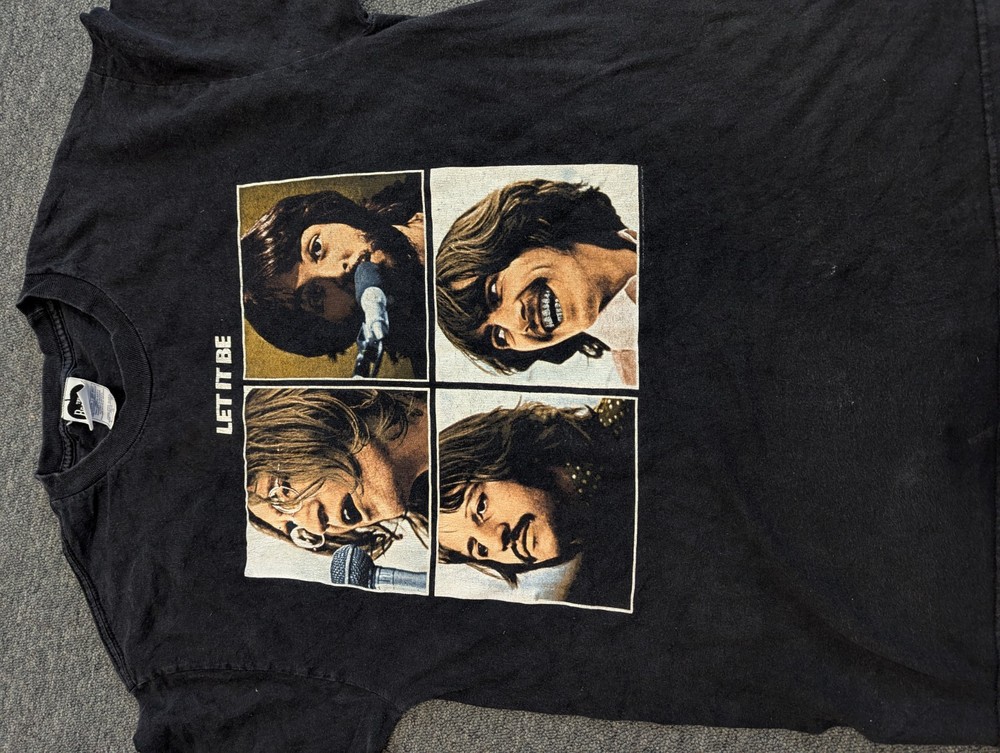 The Beatles Let It Be Black T-Shirt Size L Official Merchandise 2005 Apple corps