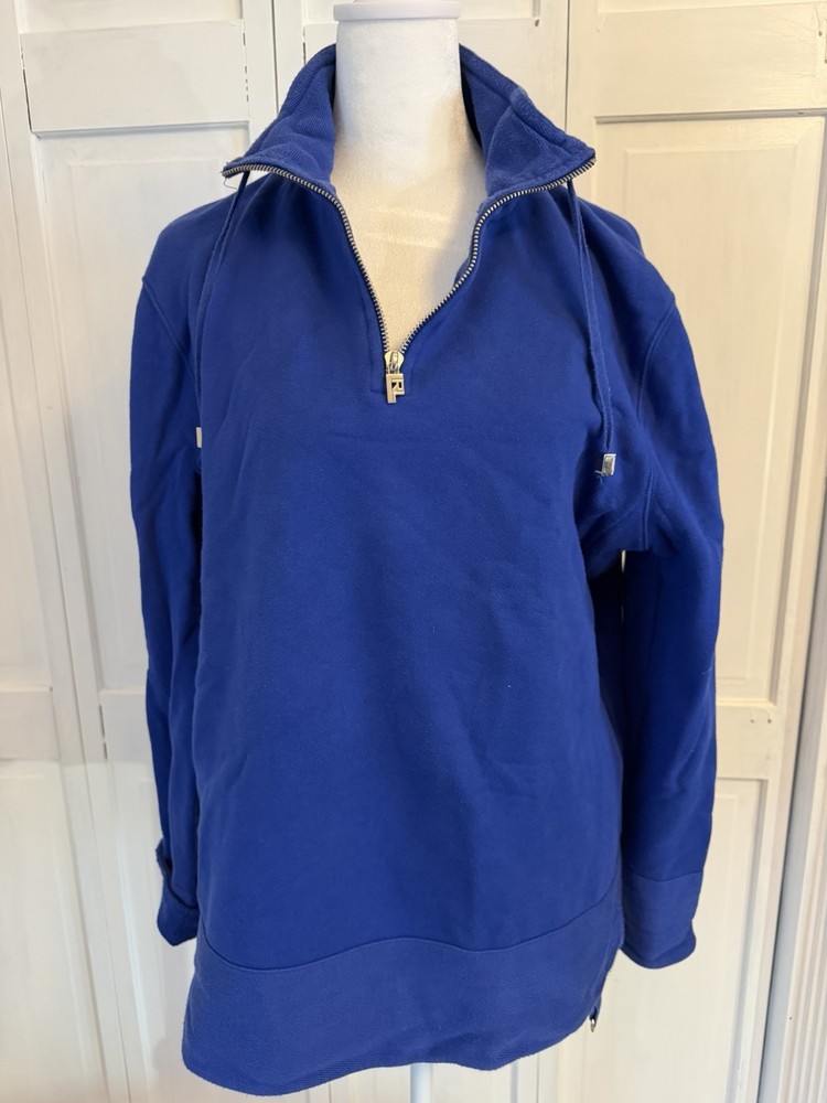Lauren Jeans Co. Ralph Lauren Women's Blue 1/4 Zip Cotton Pullover Sweatshirt L