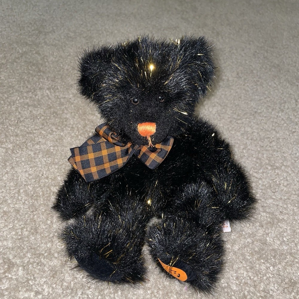 Russ Sparky Halloween Teddy Bear Plush Black Gold Stuffed Animal
