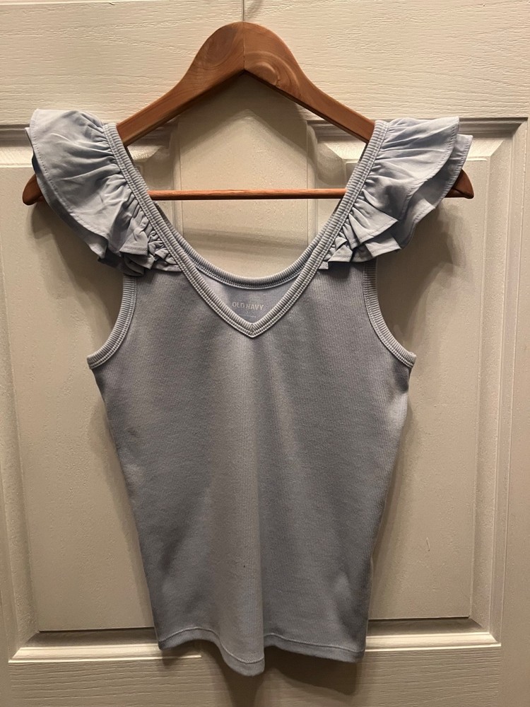NWT Women's Old Navy Ruffle Trim Tank Top Size XXL Blue  A7