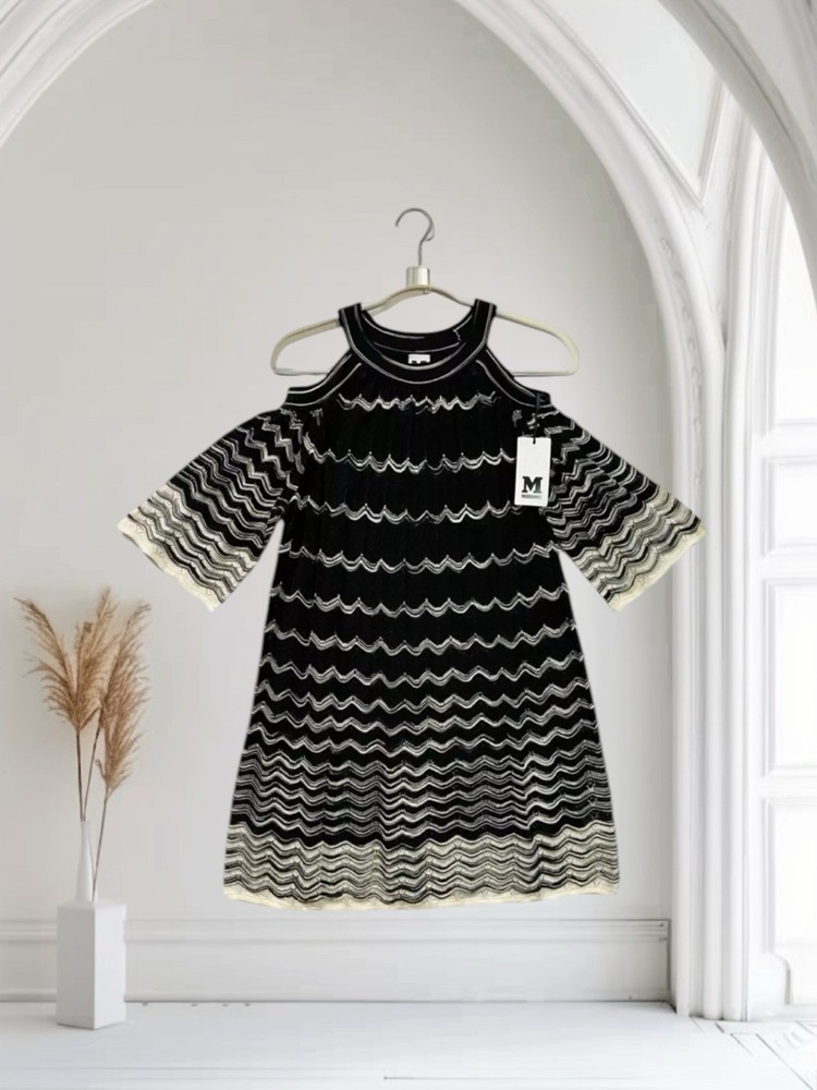 Missoni Dress Women’s 44 US Size 8 Cold Shoulder Iconic Zigzag Knit NWT $495