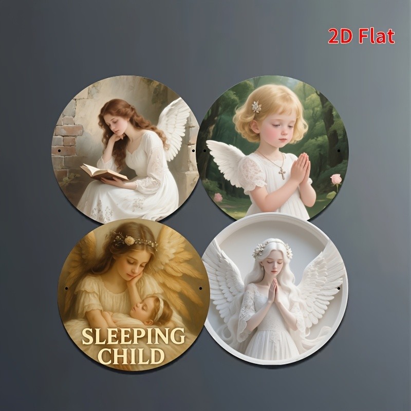 4pcs Halloween Round Aluminum Paintings Home/Kitchen Decor