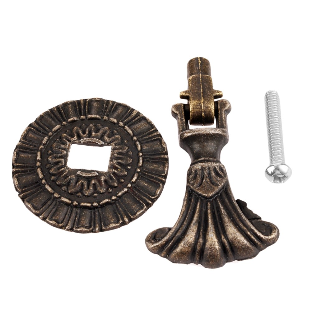 Antique Bronze Round Drop Pull Cabinet Knob Furniture Drawer Door Dresser Handle