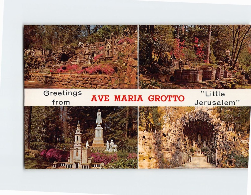 Postcard Greetings from Ave Maria Grotto Little Jerusalem Cullman Alabama USA