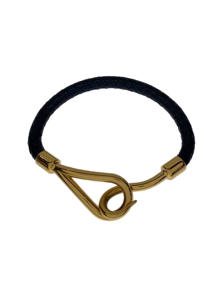 Hermes Jumbo H Leather Bracelet for Women in Black 2721