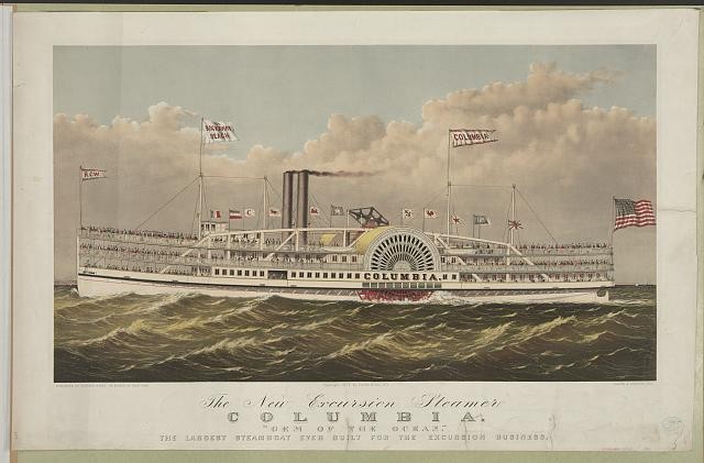Photo:New York Steamer Columbia 1877 Excursion Steamboat Currier Ives