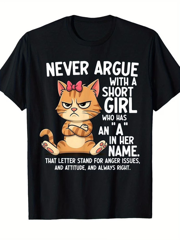 Angry Cartoon Cat Pattern T-Shirt