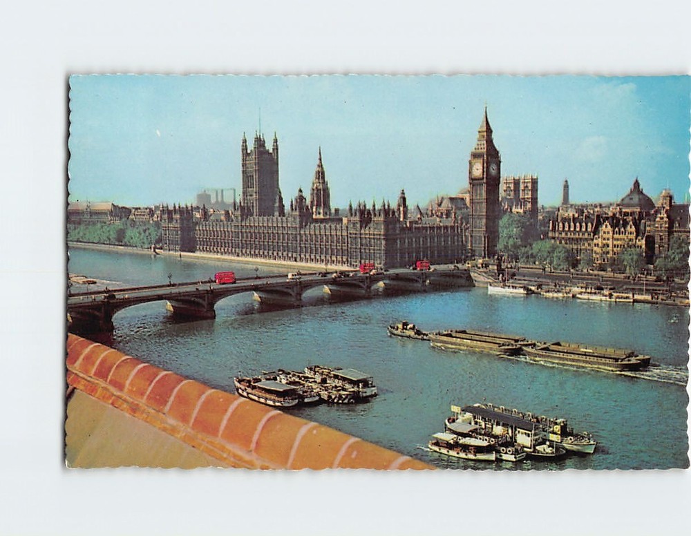 Postcard Houses of Parliament Westminster Bridge London England