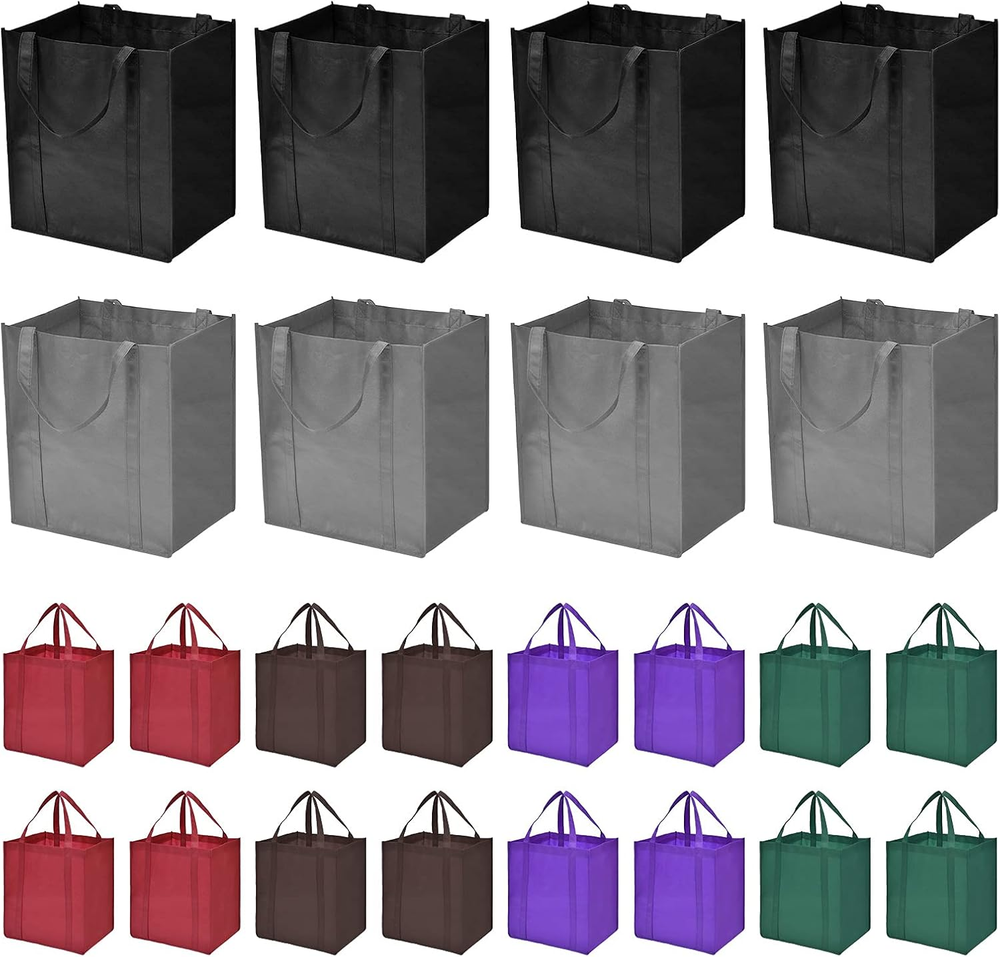 24-Pack Heavy Duty Reusable Grocery Bags Large Washable Foldable Shopping Bags