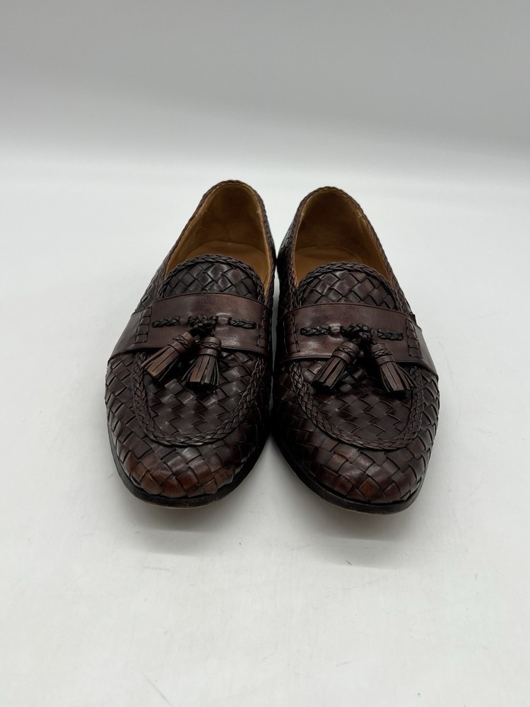 Magnanni Men’s Size 8M Brown Woven Leather Tassel Loafers Dress Shoes.