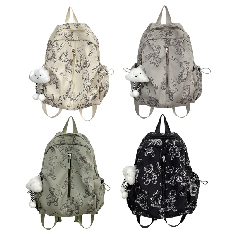 Nylon Full Print School Backpack for Women and Girls  