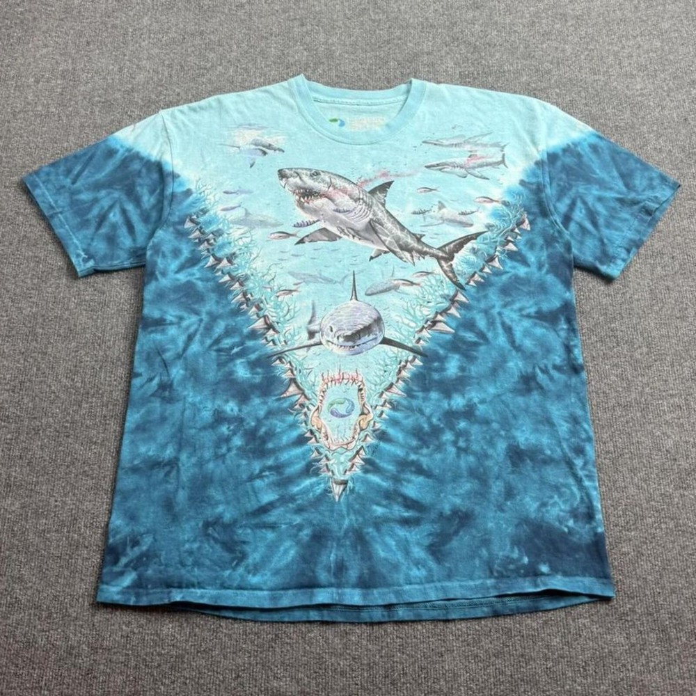 Liquid Blue Shark Tooth All Over Nature Tshirt Blue Mens XL