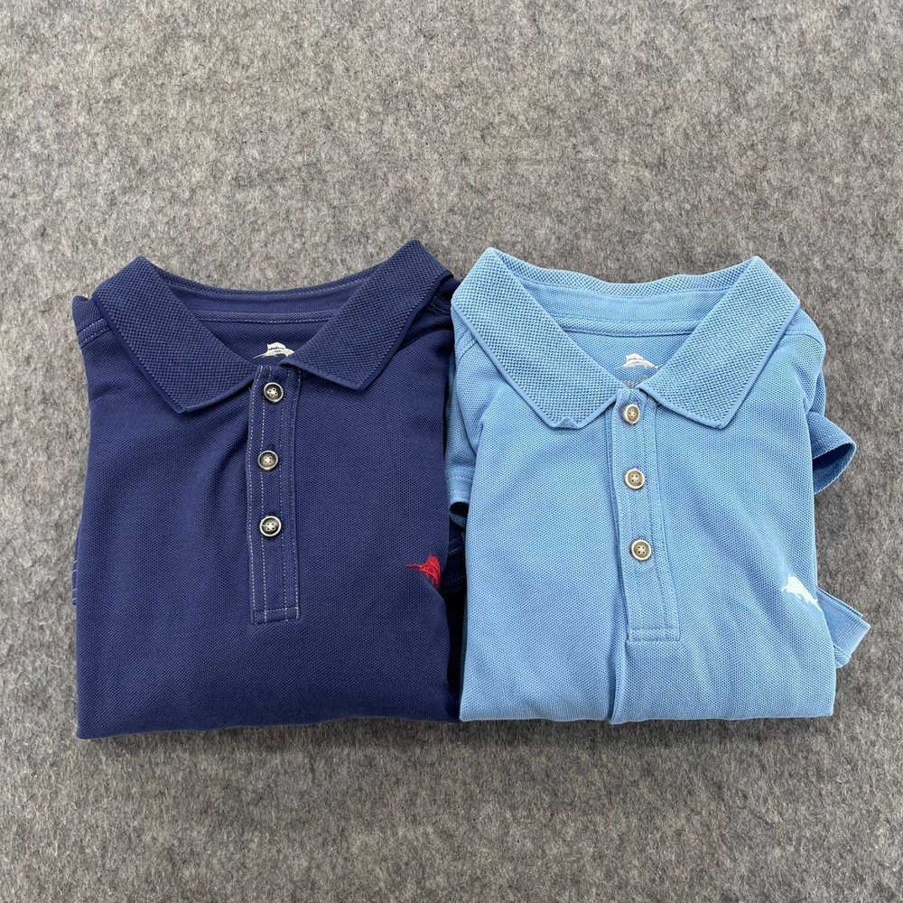 Tommy Bahama Supima Polo Shirts Lot Of 2 Size L Blue