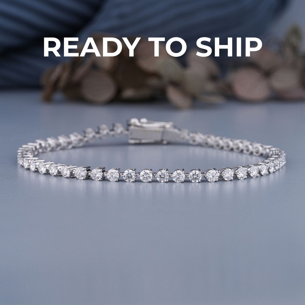 3.74 CTW Round Lab-Grown Diamond Tennis Bracelet 14K White Gold IGI Certified