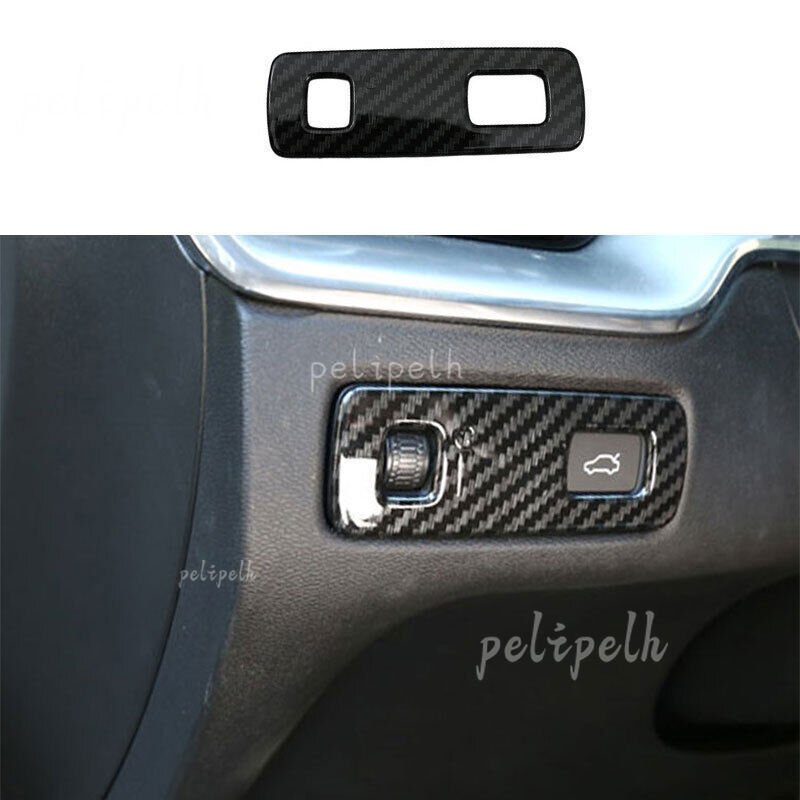 ABS Carbon Fiber Headlight Button Frame Trim Volvo S60 2019-2023-image