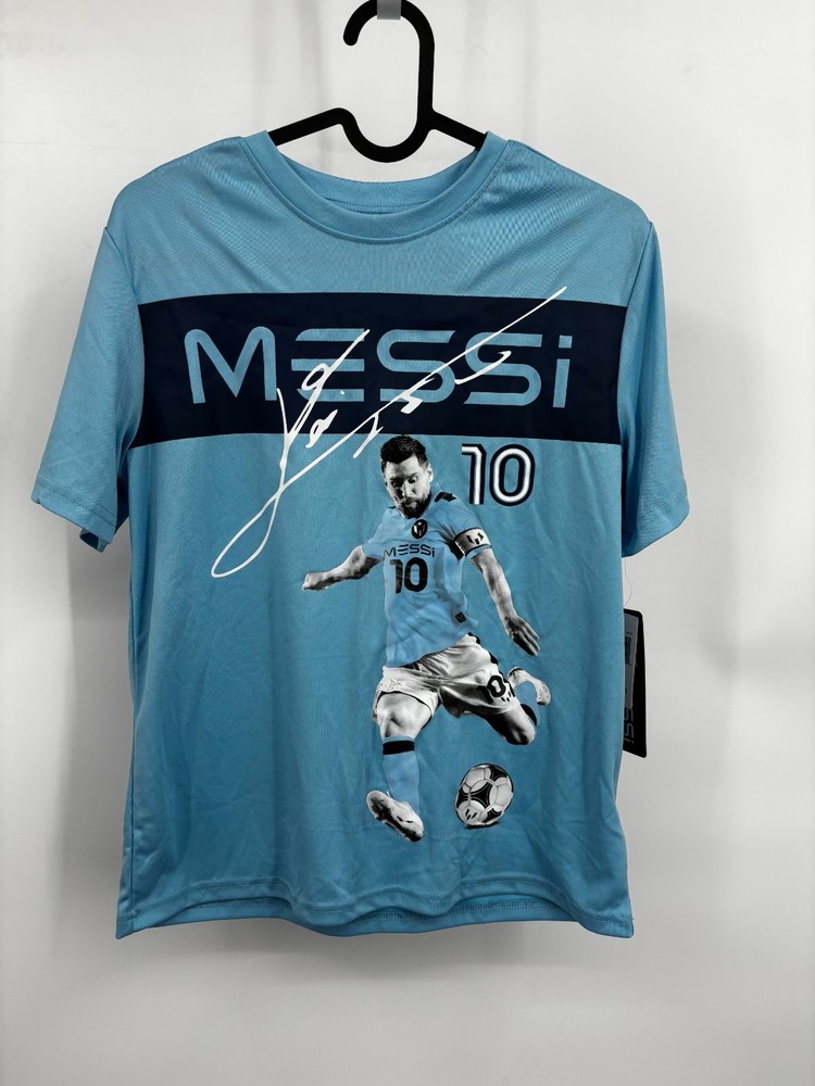 Messi Collection Youth Boys T-Shirt Light Blue Graphic Crew Neck Size M(10/12)