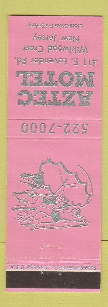 Matchbook Cover - Aztec Motel Wildwood Crest NJ PINK