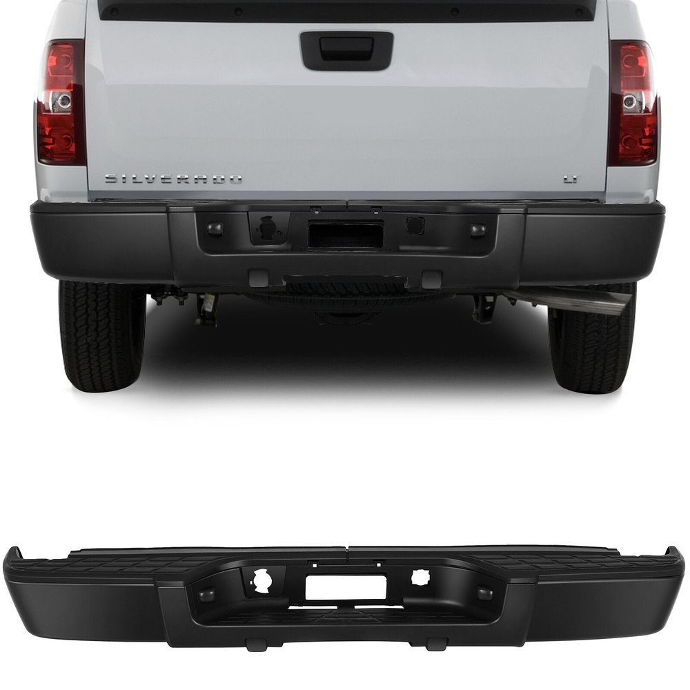 For 2007-2013 Chevy Silverado/GMC Sierra 1500 Black Step Rear Bumper w/o Sensor