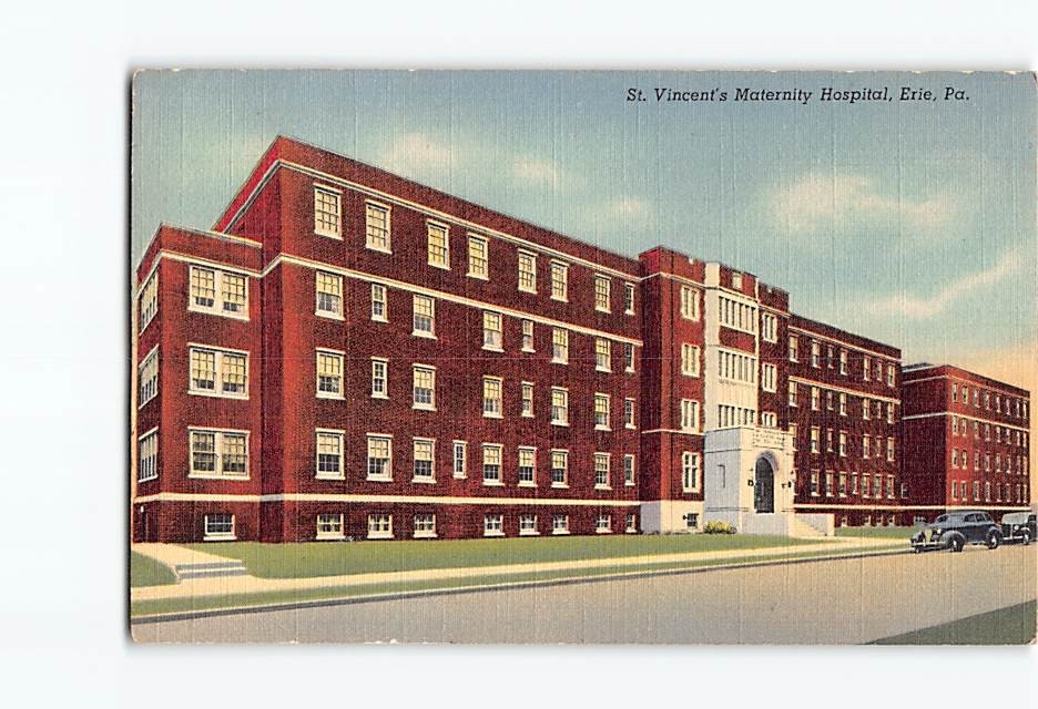 Postcard Saint St. Vincent's Maternity Hospital Erie Pennsylvania USA Curt Teich