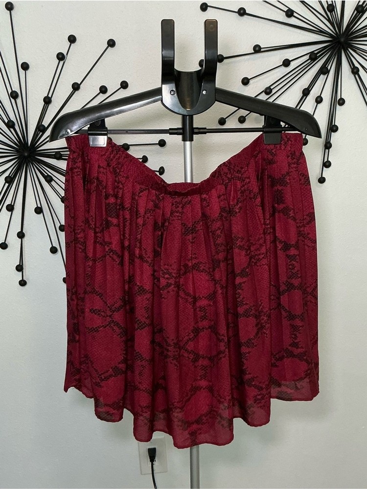 Banana Republic Red Snake Print Pleated Midi Skirt XL
