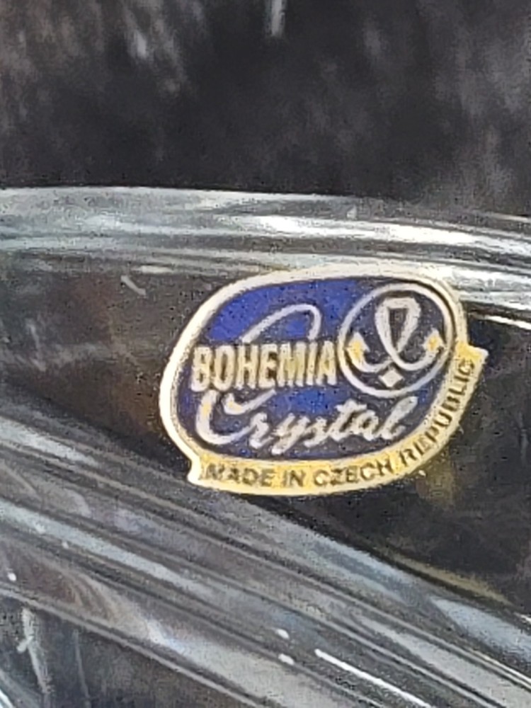 Bohemia Czech 24% Lead Crystal Heavy Cut Glass Bowl with Diamond Floral Vintage Design