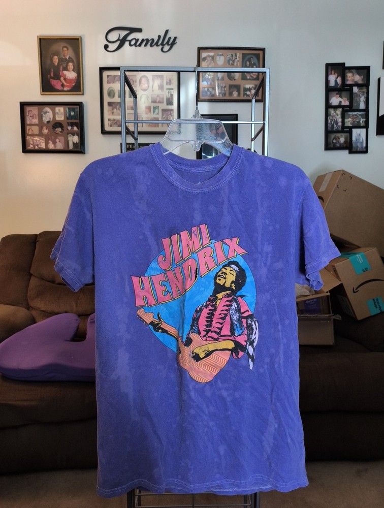 Jimi Hendrix T-Shirt Tee Purple  Size Medium Distressed Style