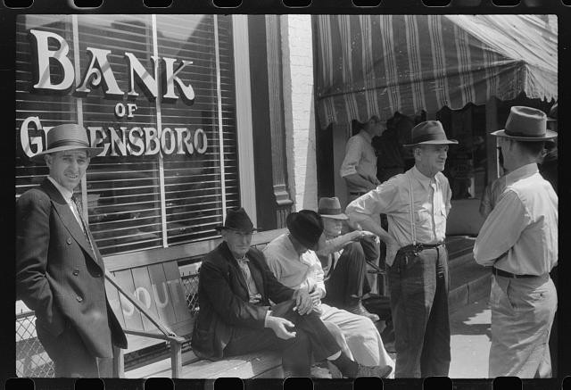 Photo:Greensboro Georgia 1941 Bank of Greensboro Men in Hats Street Scene