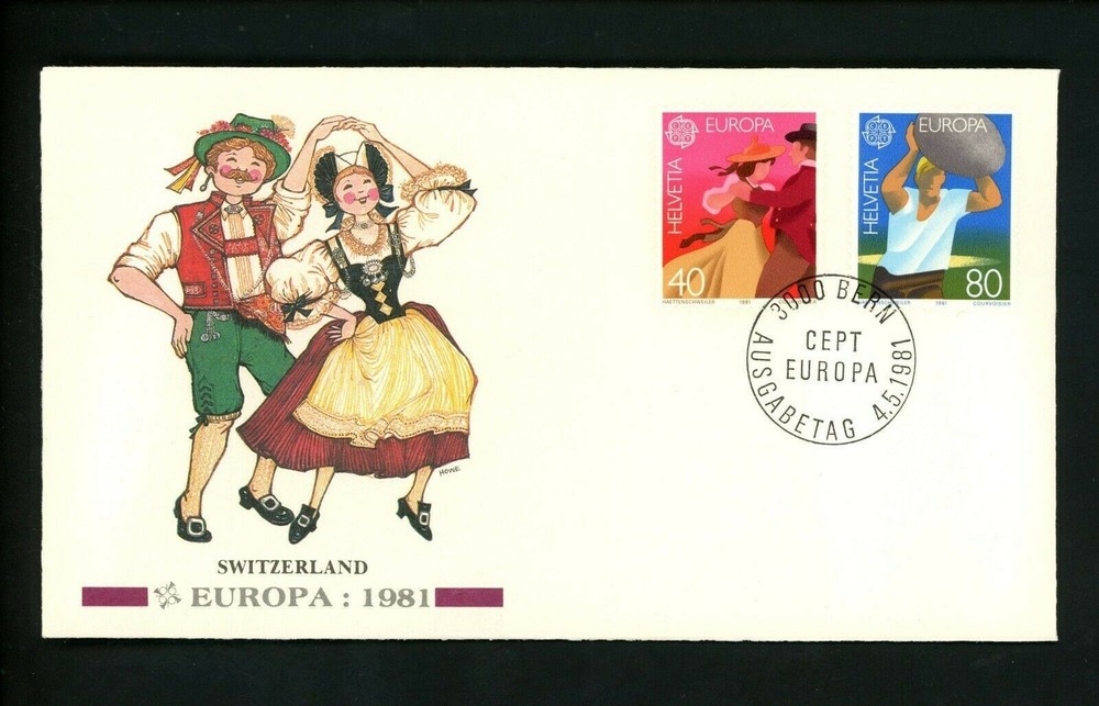 Postal History Switzerland FDC #699-700 Europa dancing costumes stone 1981