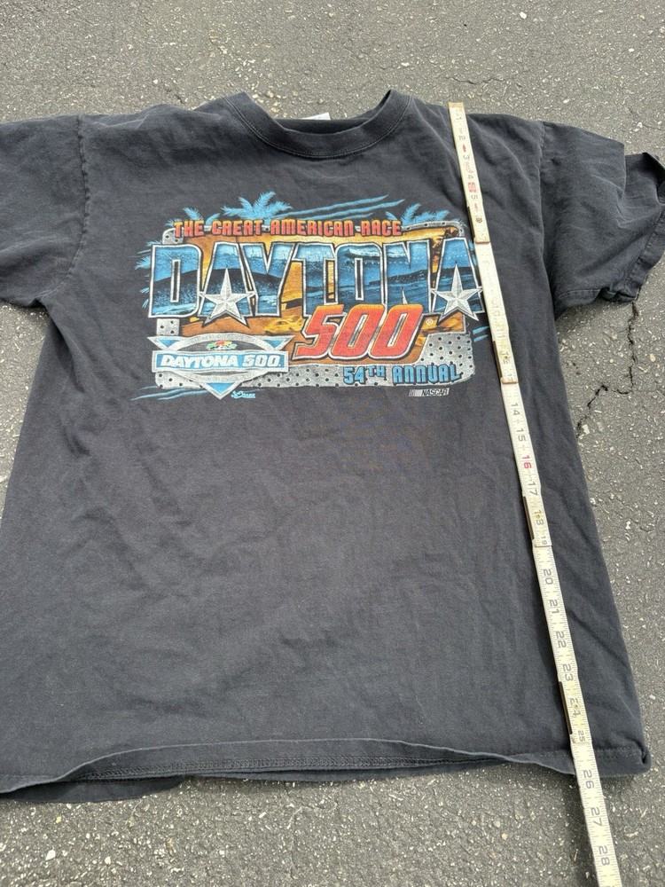 Daytona 500 NASCAR Men's T-Shirt Size L Gray Double Sided Tee 2000 Vintage