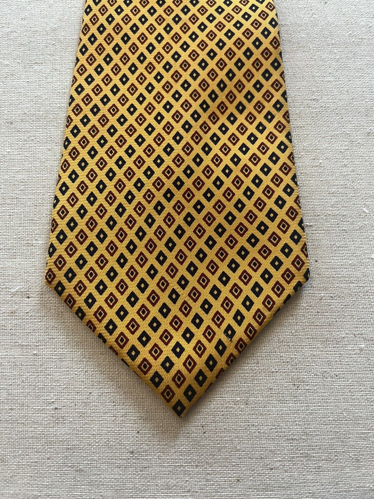 Vintage Tommy Hilfiger Tie Silk Yellow Geometric Blue And Red