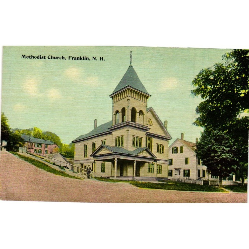 Vintage Methodist Church Franklin NH Linen Postcard New Hampshire Unposted