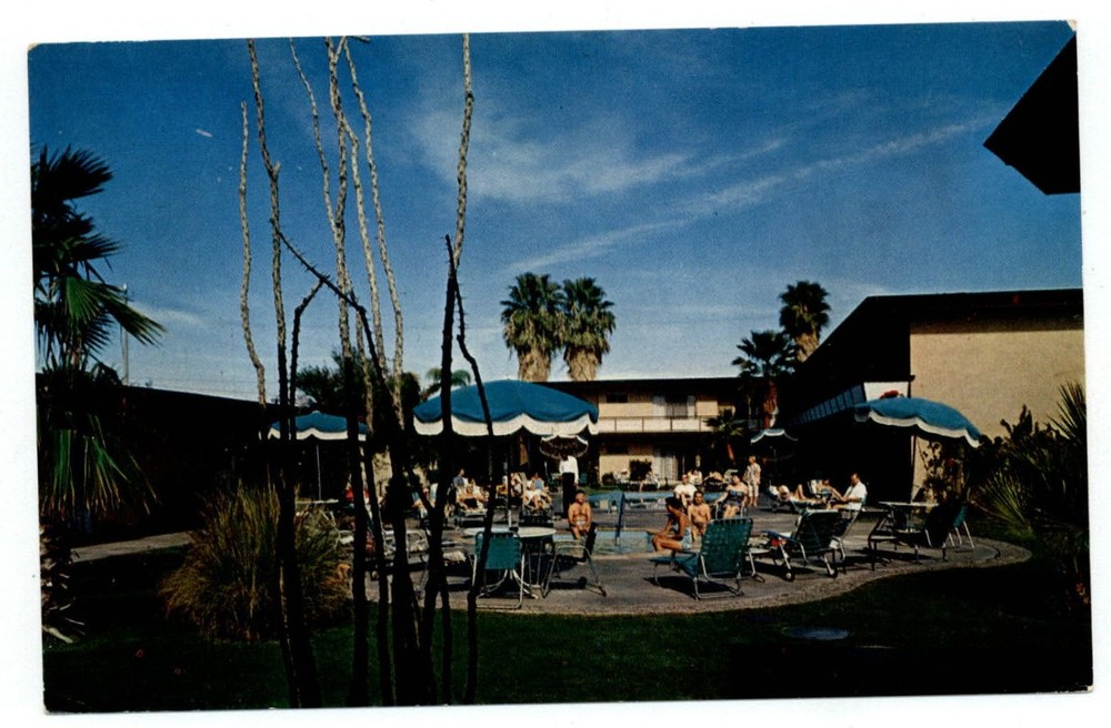 Palm Springs California Crest View Hotel pool 1950s swimsuits vintage postcard