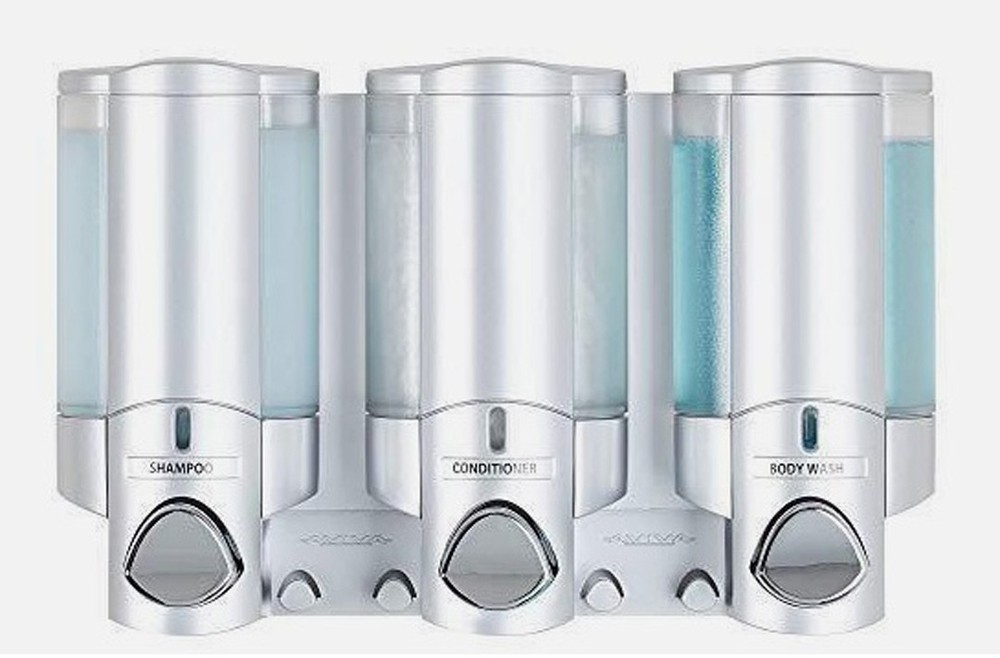 Better Living Products 76335-1 AVIVA 3 Chamber Wall Mount Soap -Shower Dispenser