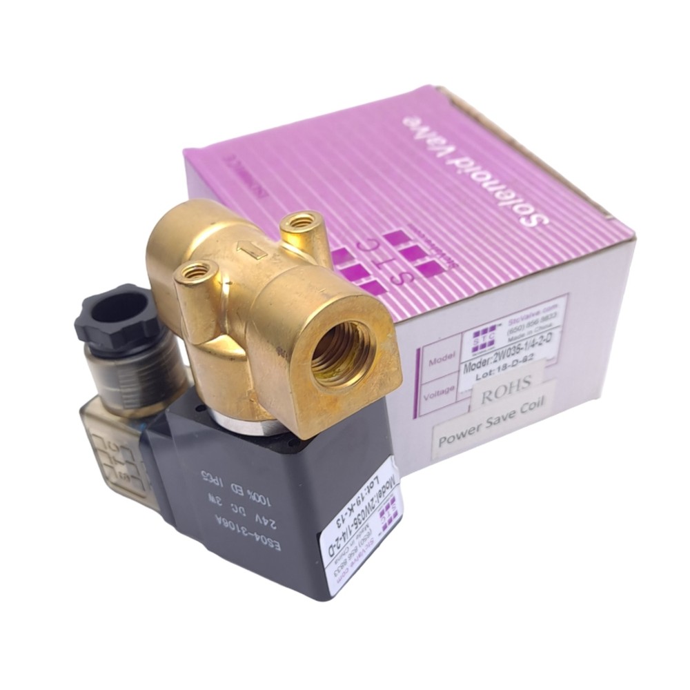 STC 2W035-1/4-2-D Solenoid Valve, 2-Way N.C. Direct Acting, 1/4 NPT, 150PSI, 24V