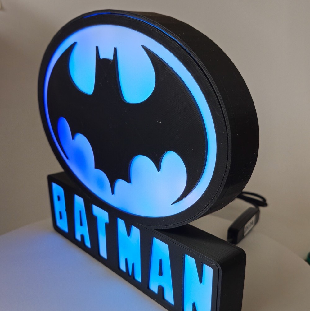 Batman Lamp LED Lightbox 3D printed Logo Sign Shelf Art with Controller 9