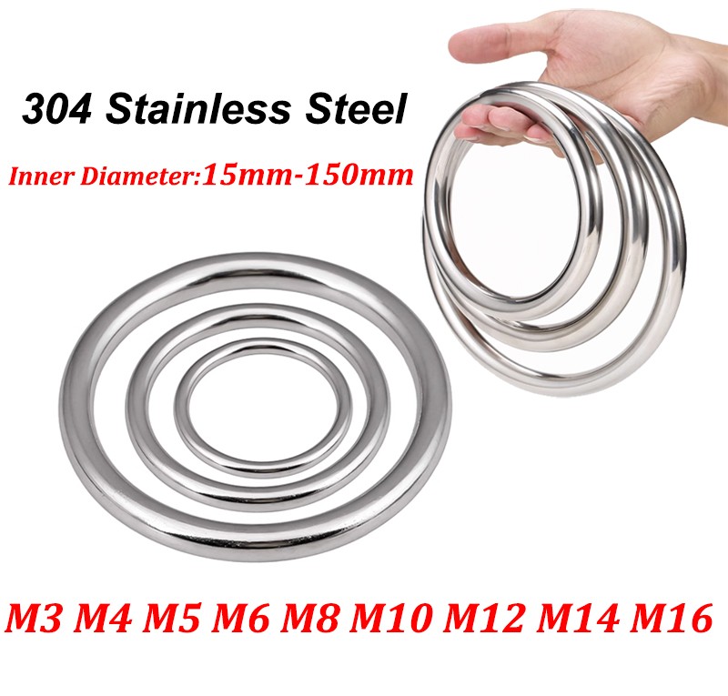 304 Stainless Steel Round Rings Heavy Duty Solid Metal O Ring Welded Smooth