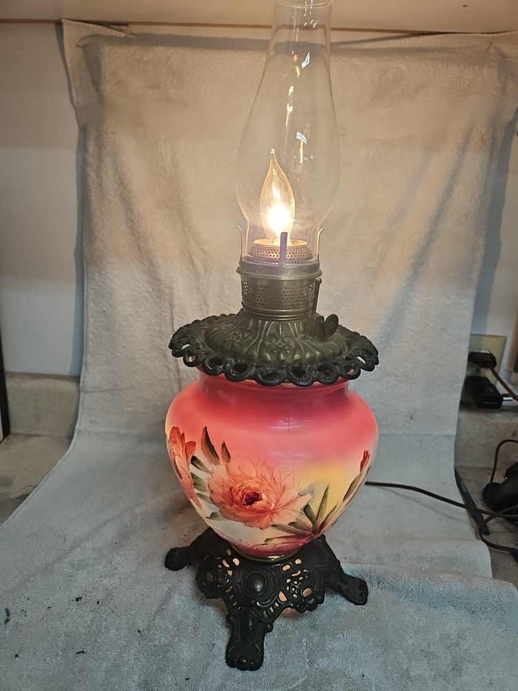 Antique Victorian parlor oil lamp, often referred to as a 