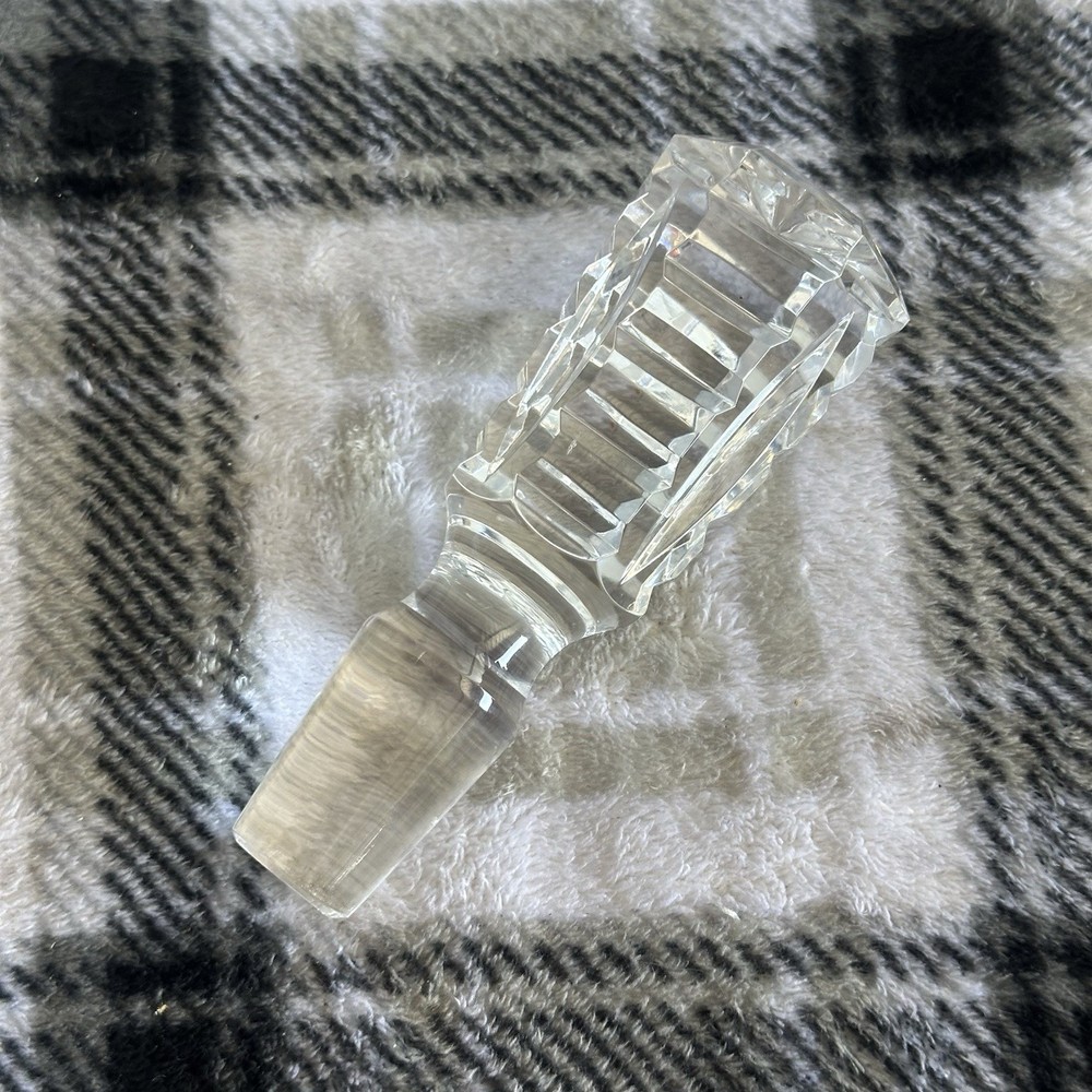 Vintage Waterford Lismore 4.5-inch crystal decanter stopper with chips