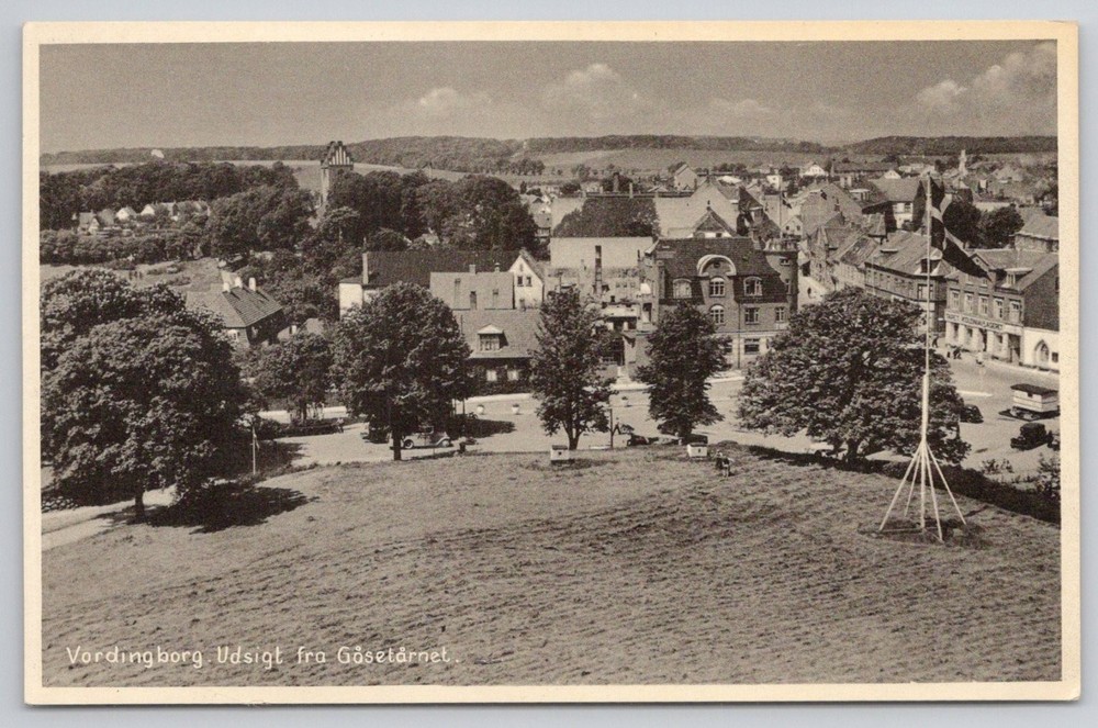 Vordingborg Denmark View from Goose Tower Vintage Stenders Postcard