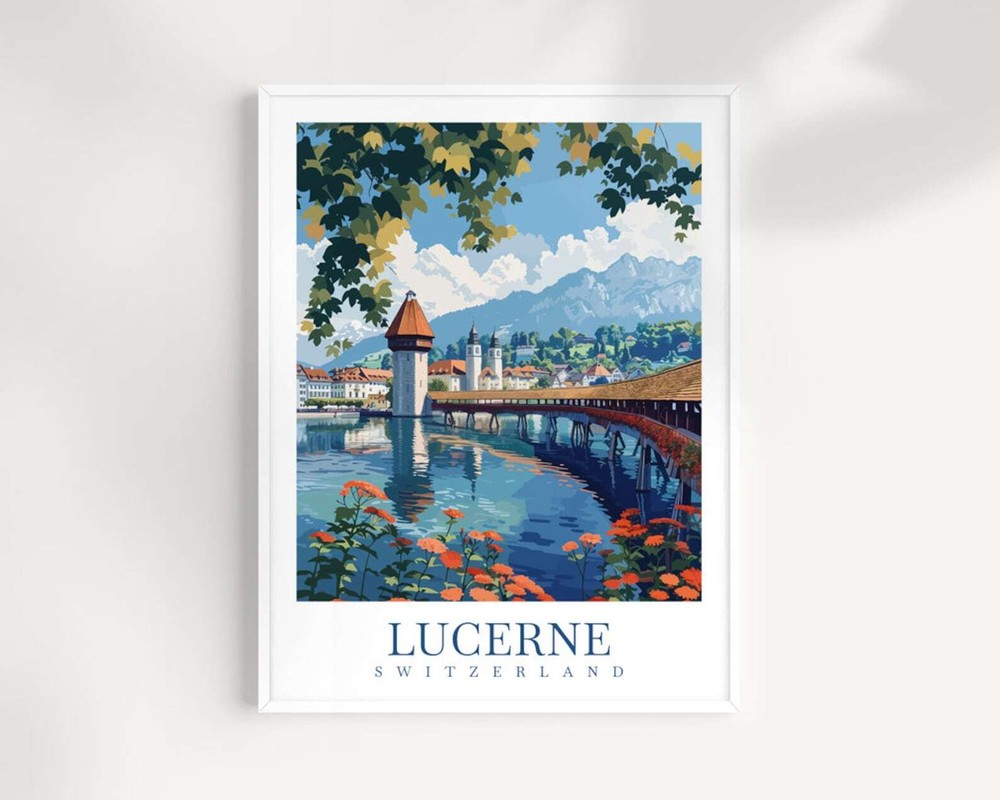 Lucerne Travel Print Wall Art Switzerland Wall Hanging Home Dcor Lucerne Gift
