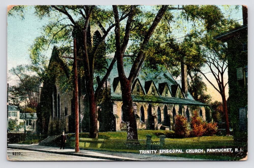 c1908 Trinity Episcopal Church Street View Pawtucket Rhode Island RI Postcard