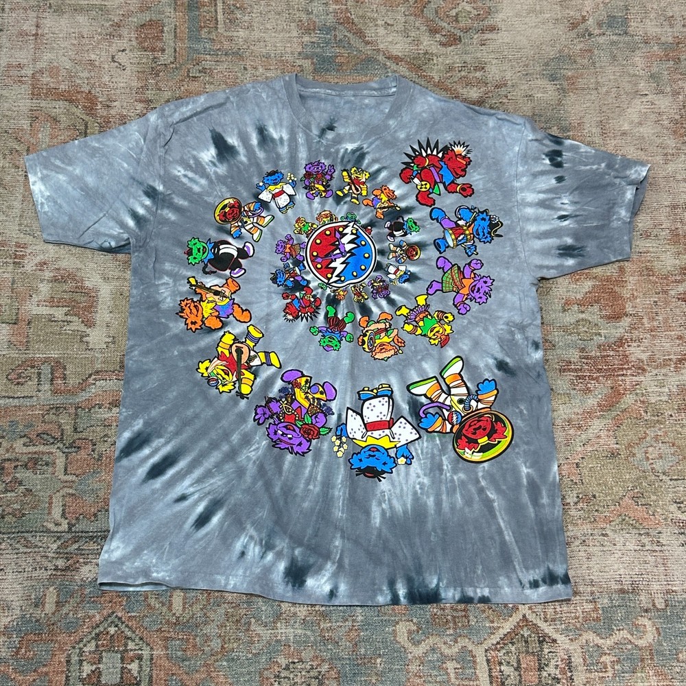Grateful Dead Bears Through The Ages -Gray /White Tie Dye T-Shirt XL