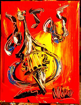 JAZZ MUSIC  ART SIGNED  Original Oil Painting on canvas IMPRESSIONIST  HU9THUP