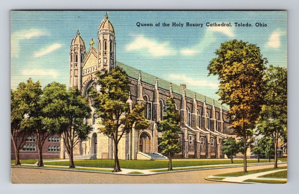Toledo OH-Ohio, Queen of the Holy Rosary Cathedral, c1951 Vintage Postcard