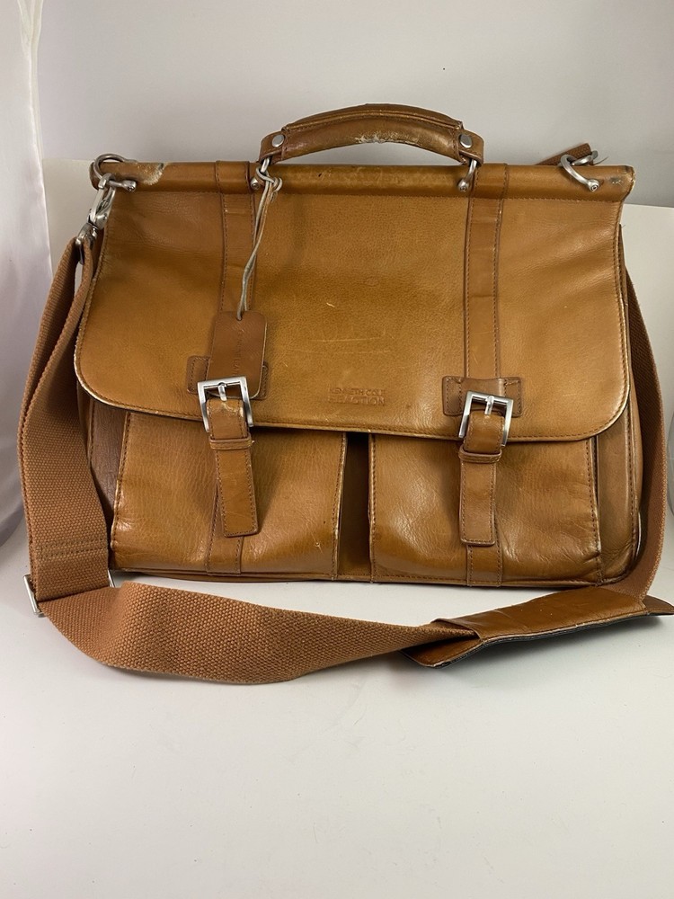 Kenneth Cole Reaction Messenger Bag Genuine Leather Laptop Briefcase