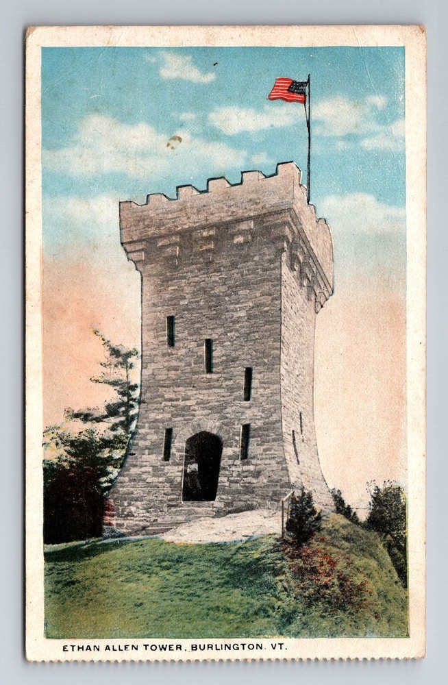 Burlington VT-Vermont, Ethan Allen Tower, Antique, Vintage Souvenir Postcard