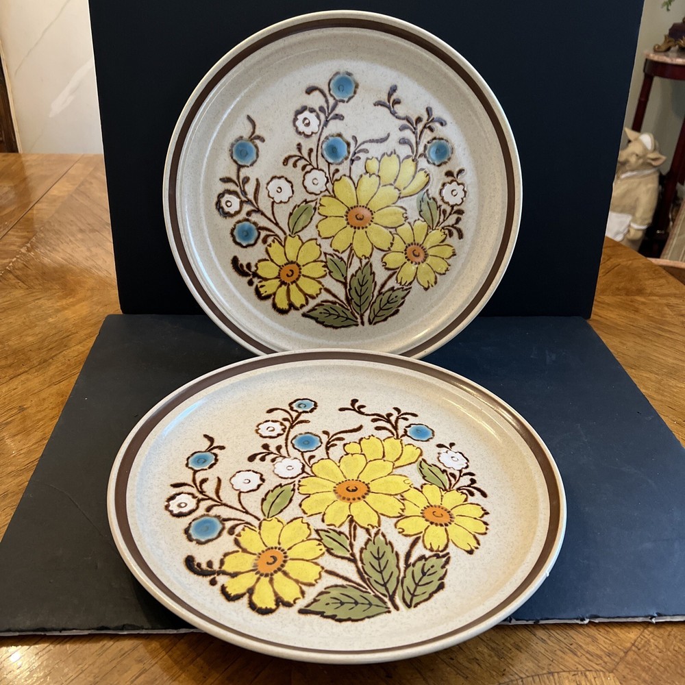Set of 2 VTG. Mid Century Yamaka  Stoneware AVANTI 12”Platters Capri Sy 6388