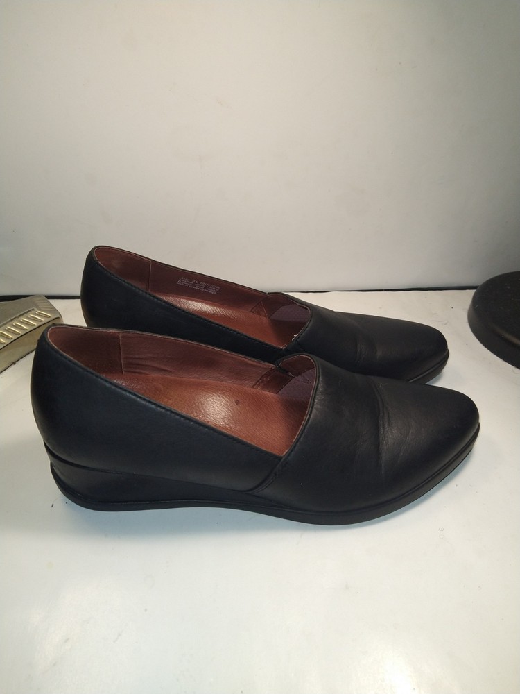 Dansko Shanda Black Slip On Leather Comfort Wedge Shoes Women's sz 9.5(40)