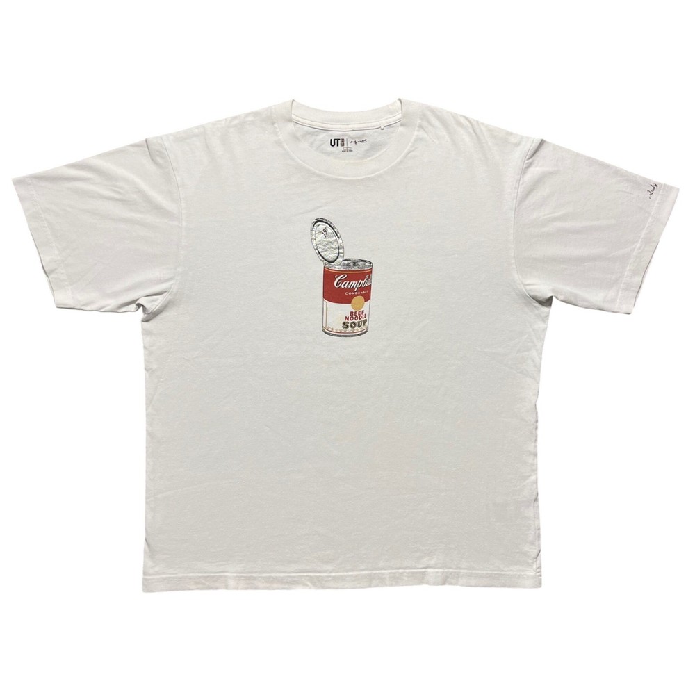 Uniqlo UT Andy Warhol T Shirt Mens Large L White Campbells Soup Can Pop Art Tee
