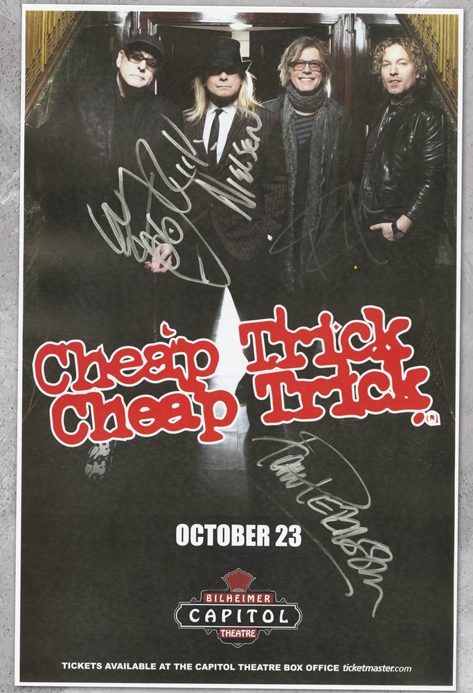 Cheap Trick autographed gig poster Tom Petersson, Rick Nielsen and Robin Zander